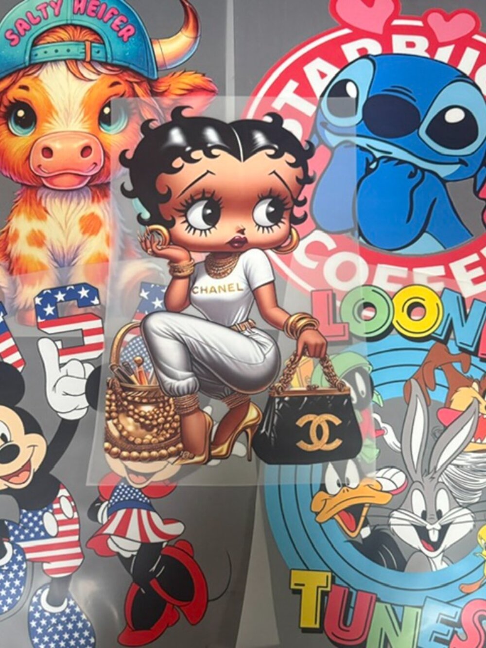 DTF Transfer Bundle – Assorted Ready Press Designs (5 Pack) Betty Boop & Them